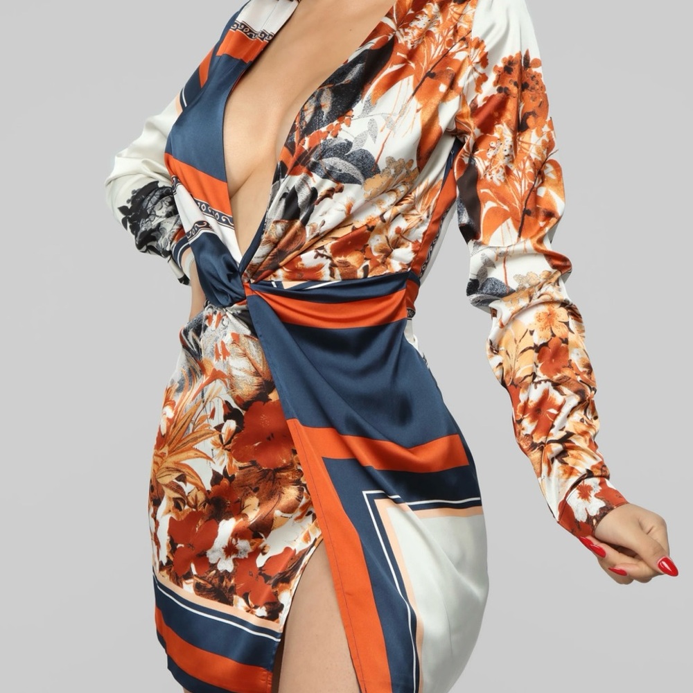 Multicolored FashionNova Satin Mini Dress
